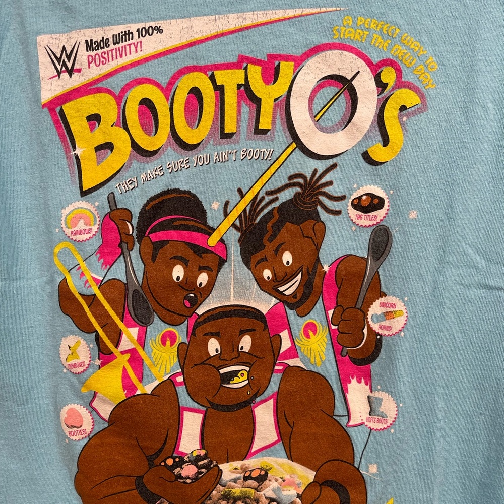WWE Booty O’s official T-shirt size Small Lt. Blue